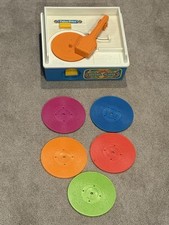 Vintage 1987 Fisher Price Record Player 5 Records Works Great