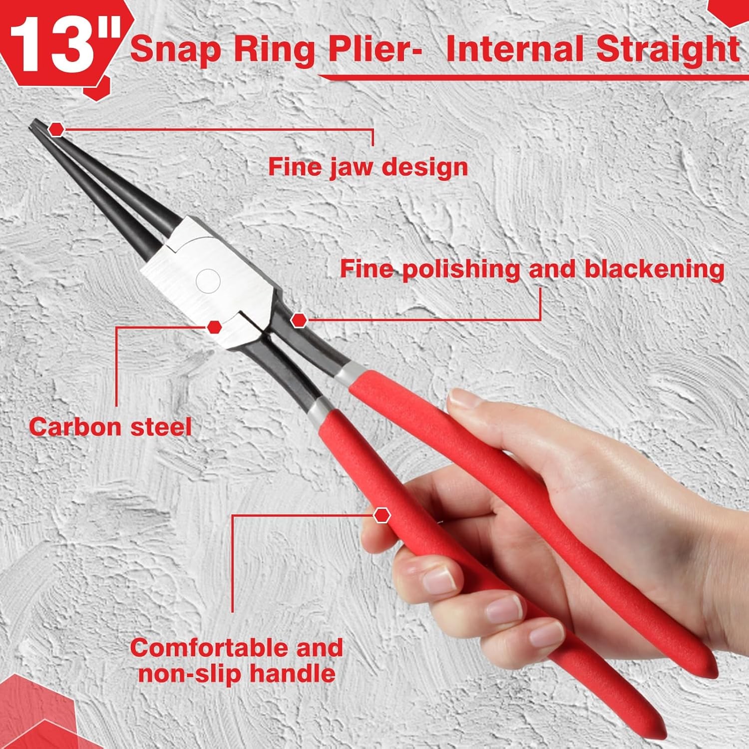 13-Inch Snap Ring Plier Heavy Duty Internal Circlip Pliers Straight Jaw Grey 