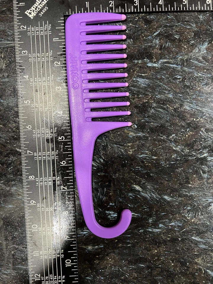 Conair Wide Tooth Comb Purple Shower Detangler Hook Handle 9 Inch Hair Tool - Image 3 of 4