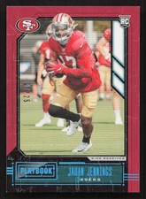 2020 Panini Playbook Jauan Jennings Platinum #/25 RC Rookie #197 Card. rookie card picture