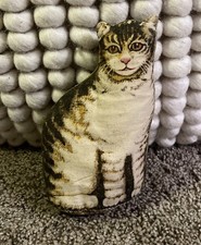 Vintage Cat Shaped Decorative Pillow With Det...