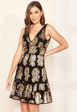 J. Crew Collection Gigi Tiered Metallic Silk Cocktail Dress NWT Size 4