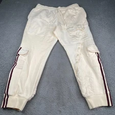 Adidas Ivy Park Cargo Sweatpants Womens Large Beige Stretch Waist Tapered Fit