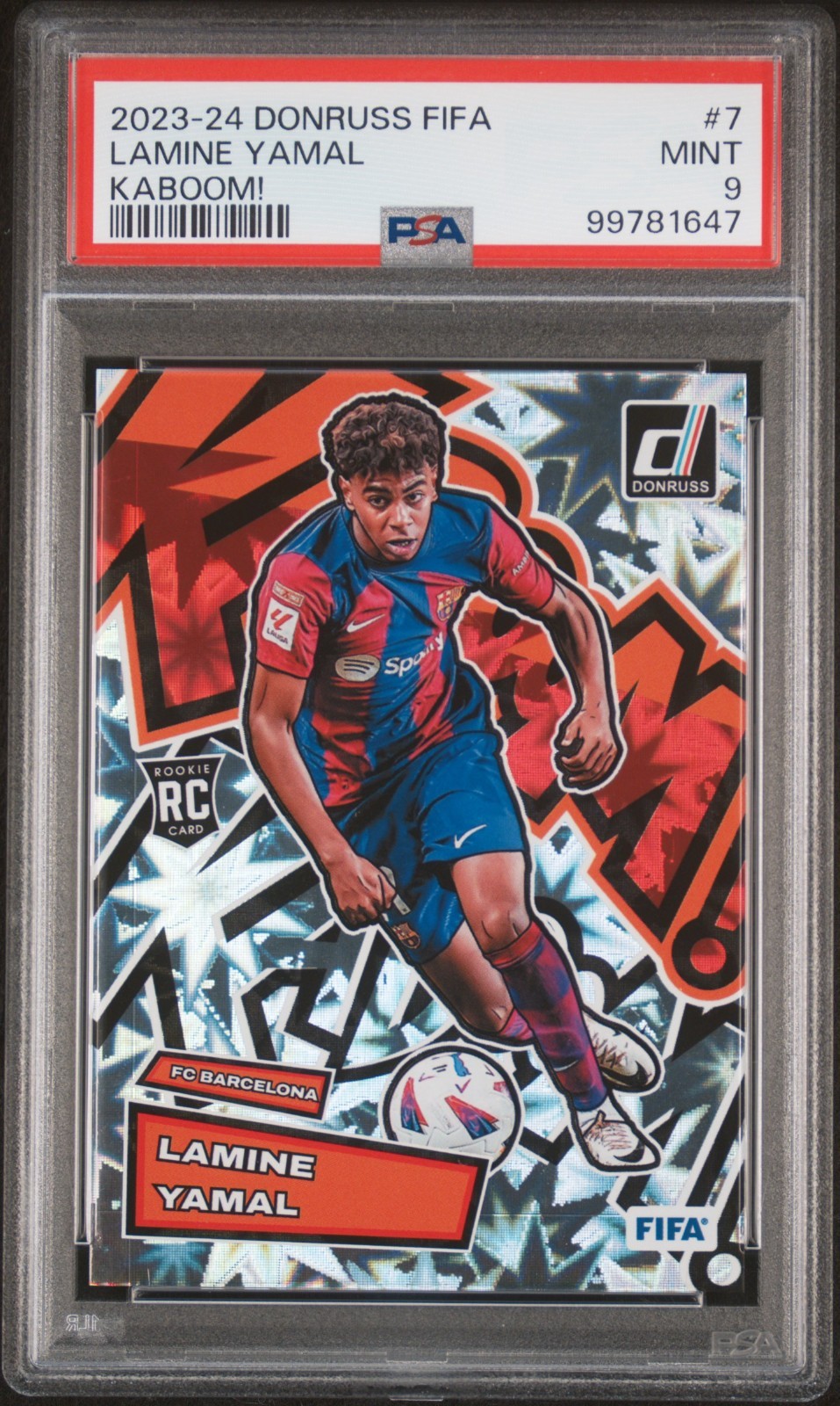 2023-24 Panini Donruss Fifa LAMINE YAMAL RC KABOOM! PSA 9