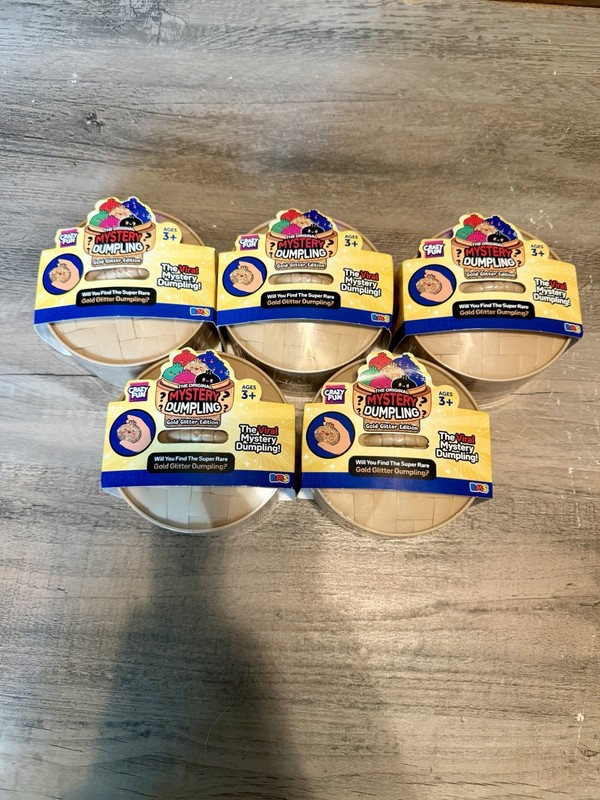 Crazy Fun RMS Lot of 3 Squishy Toys Gold Glitter Dumpling RARE