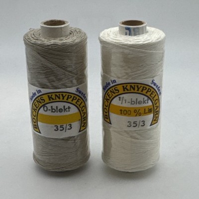 Vintage Bockens Knyppelgarn Thread Spools- 35/3 - Set Of 2- Lacemaking & More