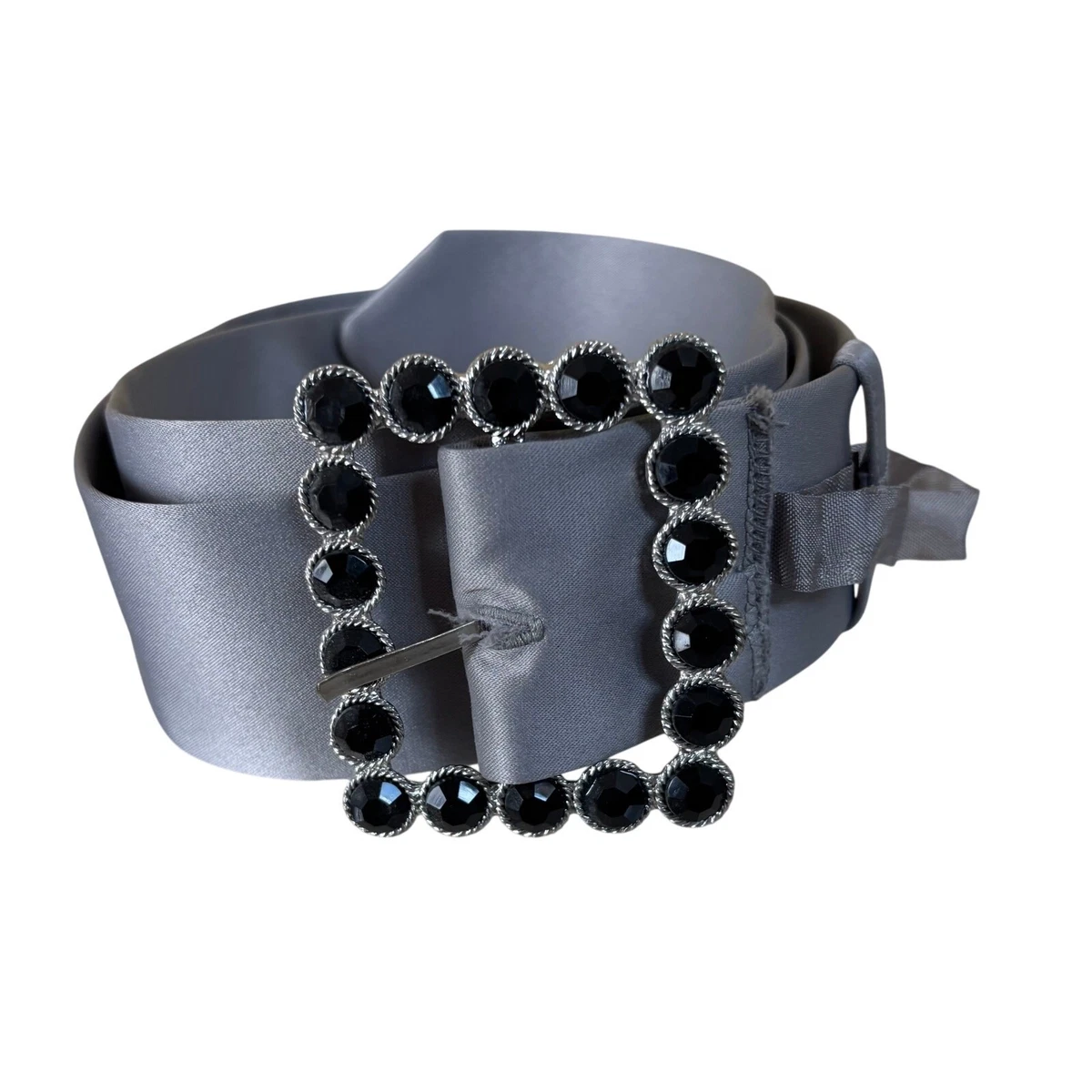 Cache Black Belt with Silver Accents Noir - Classic Black Italian Leather Belt With Silver Buckle  main image 3