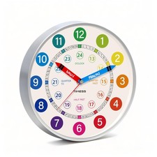 Time Teaching Clock 12 Inch Silent Wall Clock for Kids Learning Time, Silent ...