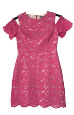 Oasis Ladies Lace Shift Dress Pink Short Sleeve Knee Length Occasion Size 10
