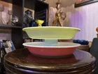 2 Pyrex 9" Pie Plate Dishes Flamingo Pink And Lime Green