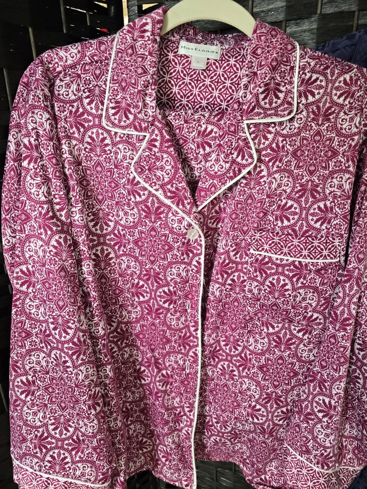 2 pair Miss Elaine Women’s Large Brushed Satin Pajama 2-of Sets 4-piece - Image 4 of 4