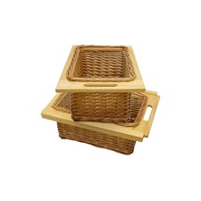 Image of Pull out Wicker Basket Drawer x 2 400mm Kitchen Storage Solution