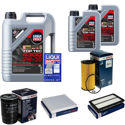 BOSCH Inspektionspaket 7 L Liqui Moly Top Tec 4300 5W-30 für KIA Sorento III UM