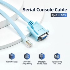 Cisco Console Cable RJ45 to DB9 PhyinLan 6ft Blue Serial Rollover Router Switch