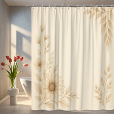 Floral Shower Curtain with Elegant Design and Leaves