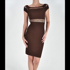 Brown Seamless Soft Knit Dress With Cut Out Detail One Size Fits Most