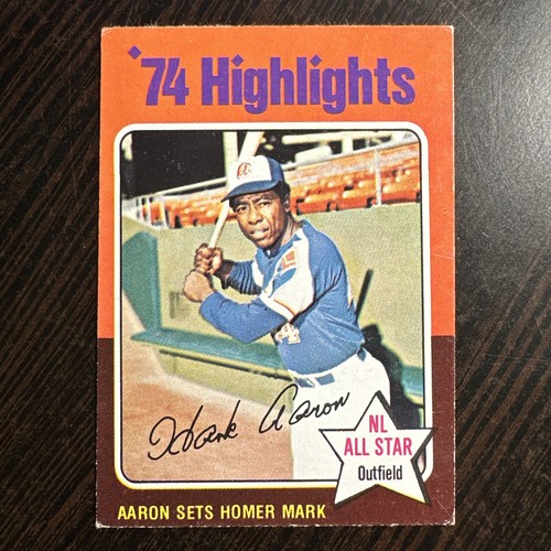 1975 TOPPS MINI HANK AARON HL CARD #1 ATLANTA BRAVES EX OR BETTER *HCV* B
