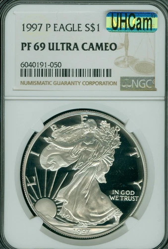 1997 P SILVER EAGLE NGC PF69 UCAM MAC UHCAM ULTRA HEAVY CAM MAC SPOTLESS *