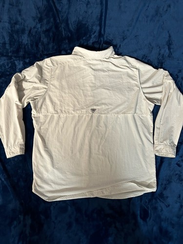 Columbia Button Down Shirt Men's Extra Large PFG Fishing Beige Long Sleeve XL - Picture 3 of 3