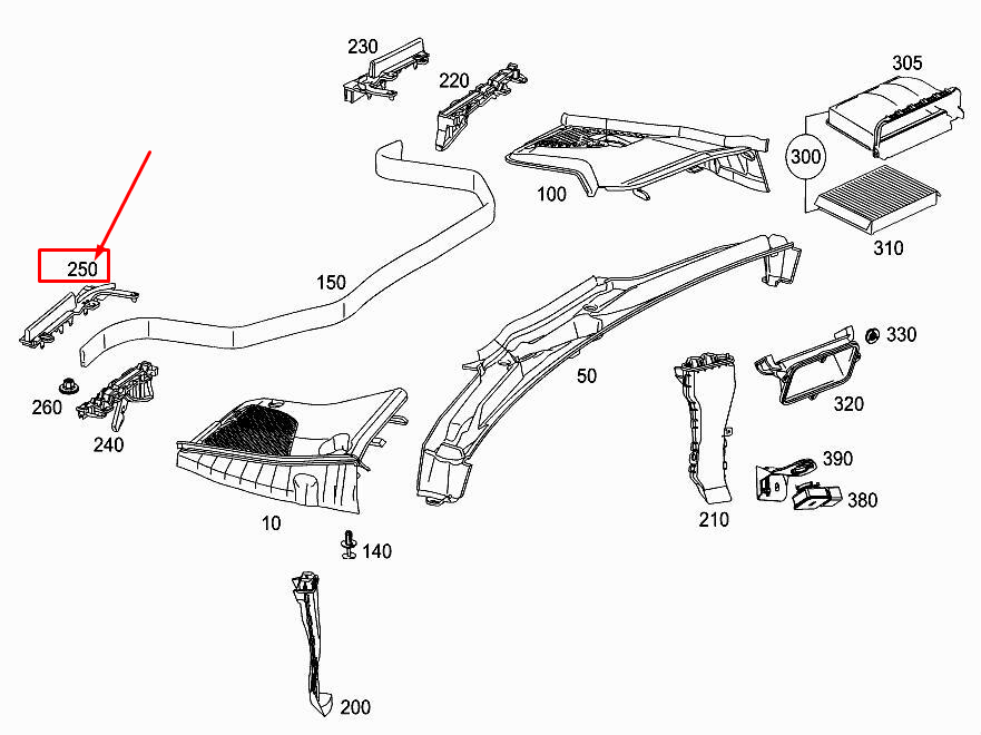 Joint de conduit d'air supérieur gauche pour Mercedes-Benz E W213 A2138310500