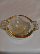 Art Deco Glass AshtrayVintage Honey Amber Hue