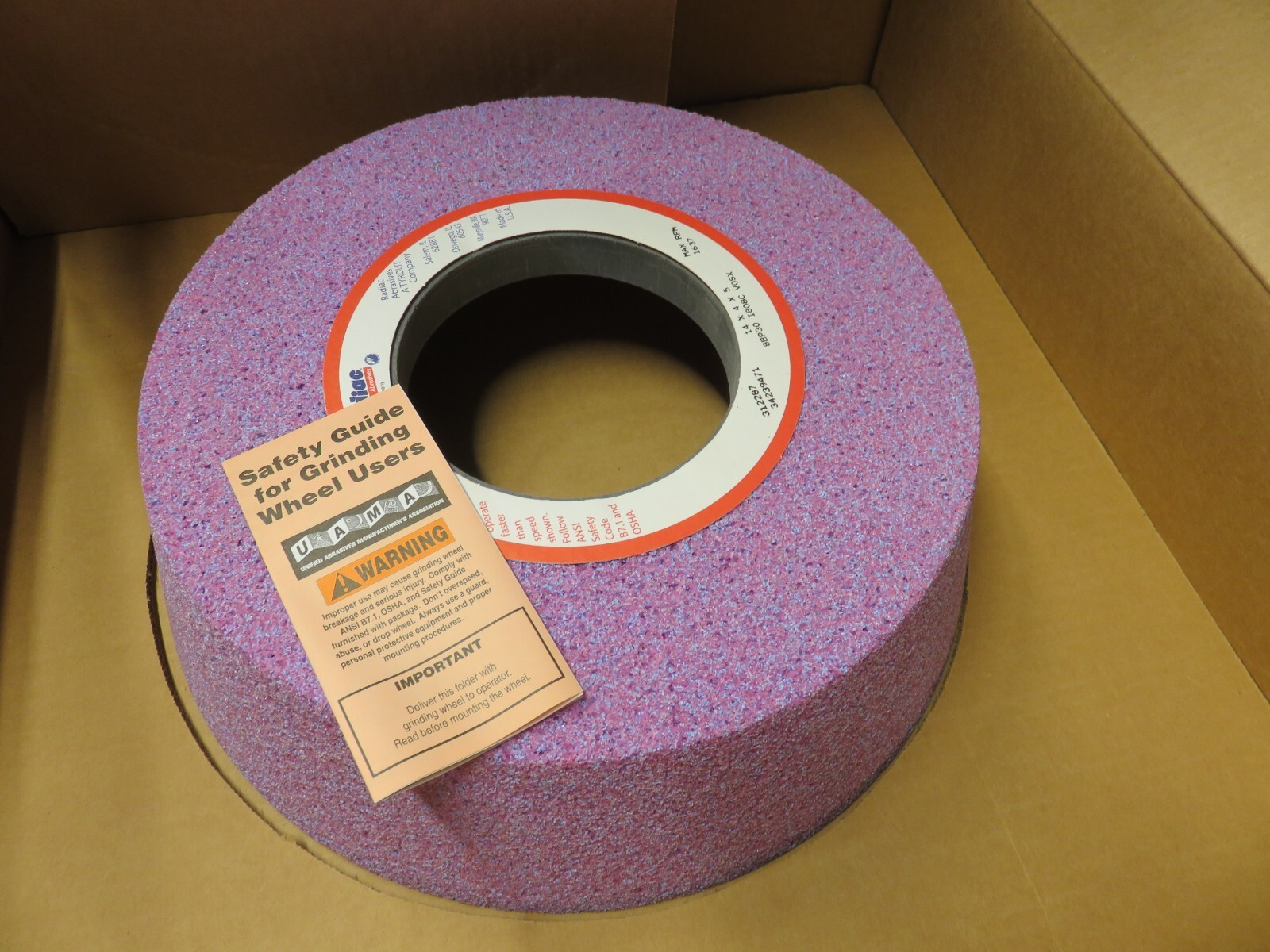 Radiac Abrasives 34239471 14" x 4" x 5" Conical Cup Grinding Wheel, NOS