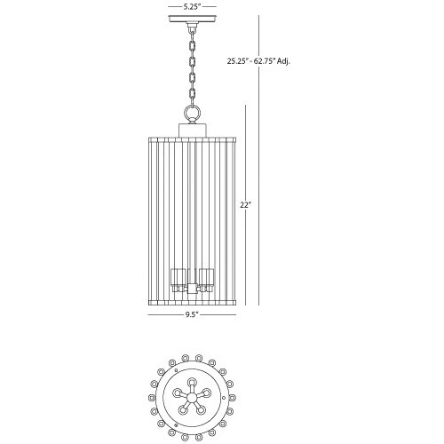 NUEVO Colgante Robert Abbey Cole 5 Luces, Níquel Pulido - S3337. Foto 2 de 2