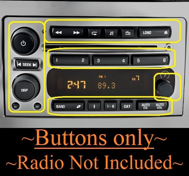 2006-10 Hummer H3 CD6 6 CD Changer Radio Replacement Buttons Set