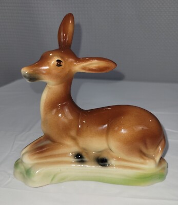 Vintage Stewart B McCulloch Ceramic Lying Down Deer Figurine 6 inches