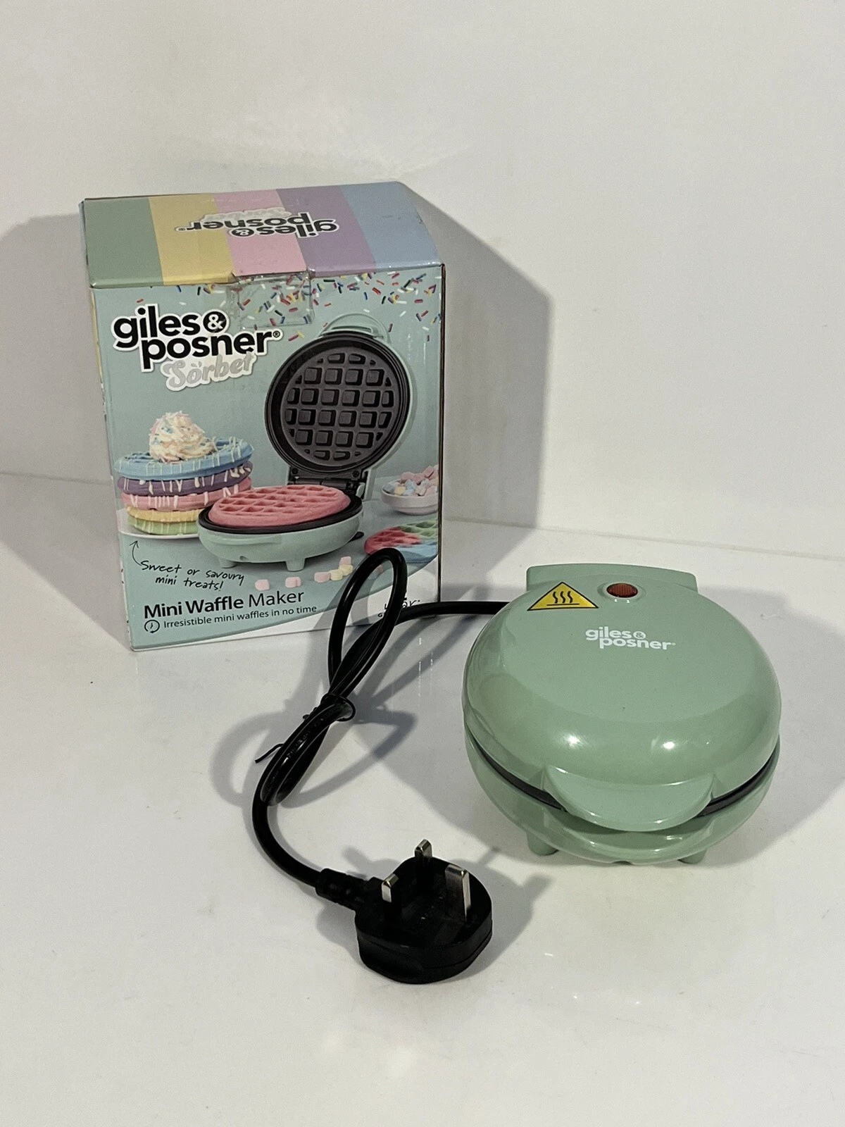 Giles & Posner Waffle Maker Compact Mini Press Treat Snack Maker Grill 550W Blue