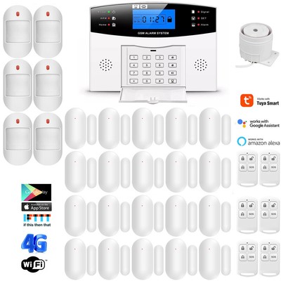 A41 Tuya APP WiFi+4G SMS Wireless+Wired Smart Home Security Burglar Alarm System