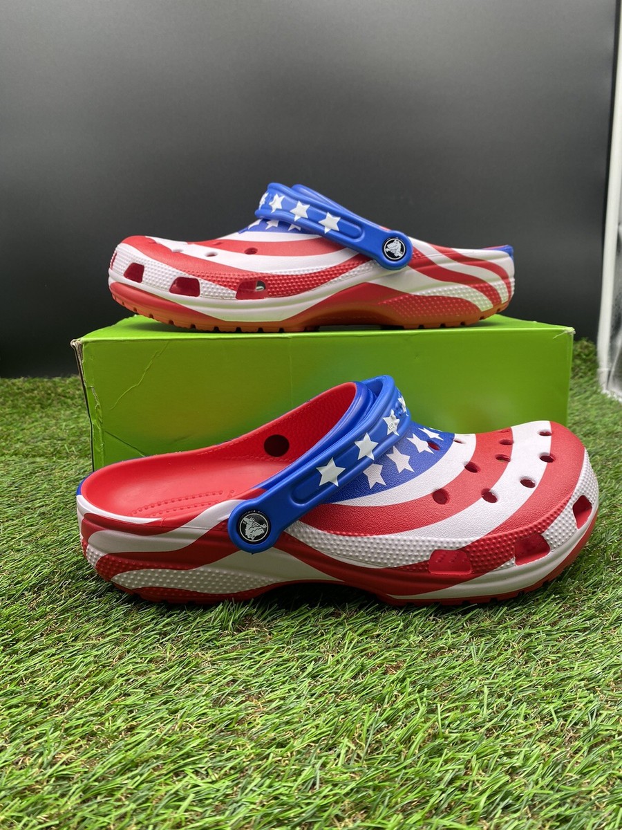 Crocs Shoes 4th Of July Crocs Kids' American Flag Slip On Clogs