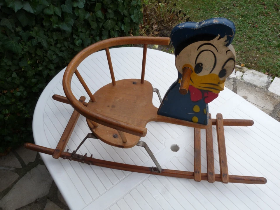Ancien jouet bois à bascule Donald - Photo 3/4