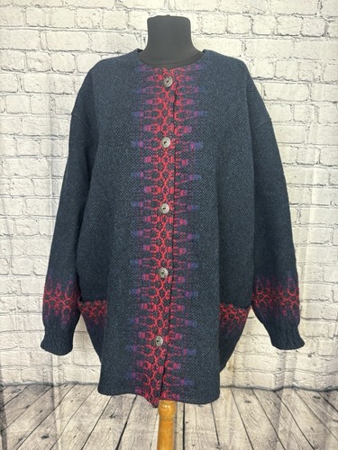 DEWEEVER'S WOVENS CAPPOTTO LANA CARDIGAN MAGLIONE HANDMAND NOVA SCOTIA TG XL - Foto 3 di 8