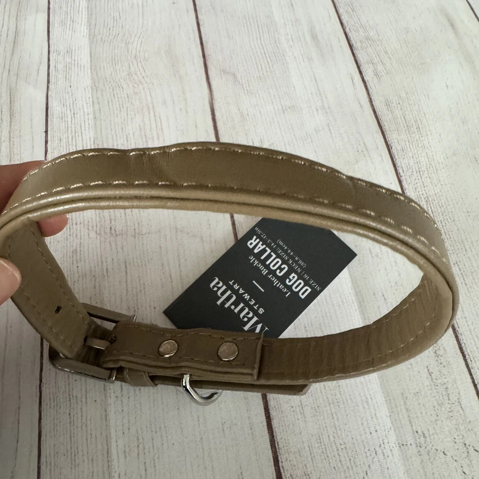 Collar de perro Martha Stewart beige hebilla de cuero talla 16 cuello talla 14,5 - 17,5 pulgadas Foto 4 de 4