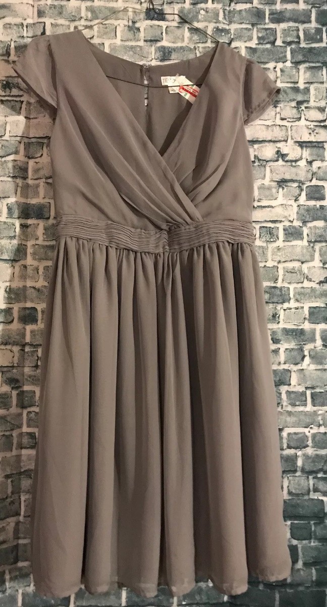 Tevolio Gray Chiffon Dress Size 8 New