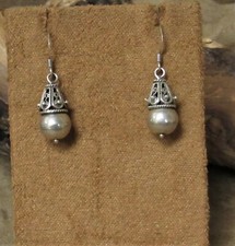 Sterling Silver Bead Wire Dangle Earrings