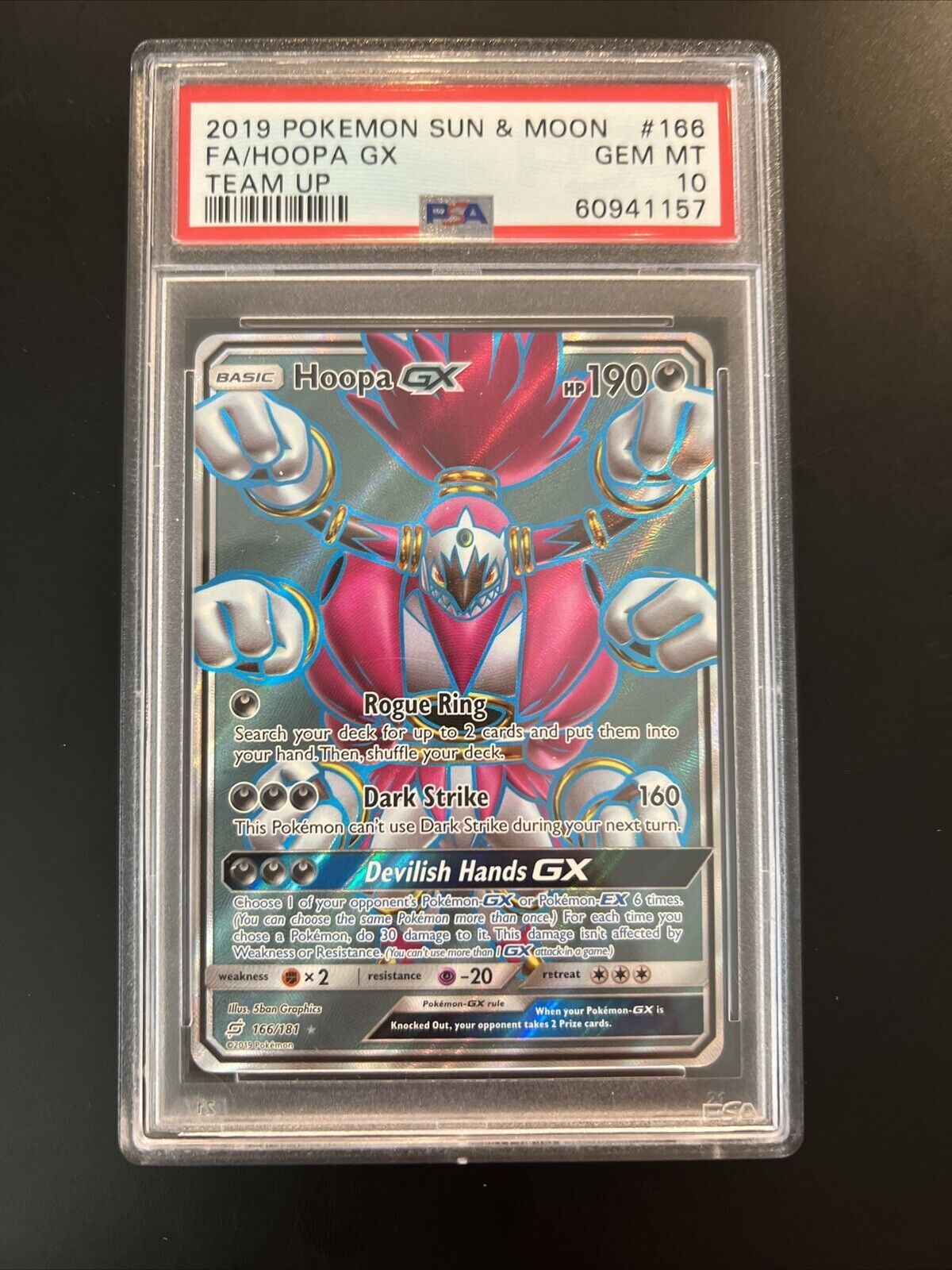 Card Hoopa-GX 166/181 da coleção Team Up