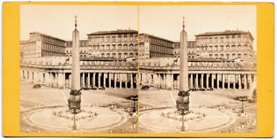 Stereo Foto Rom Vatikan Apostolischer Palast und Peterssäule um 1865