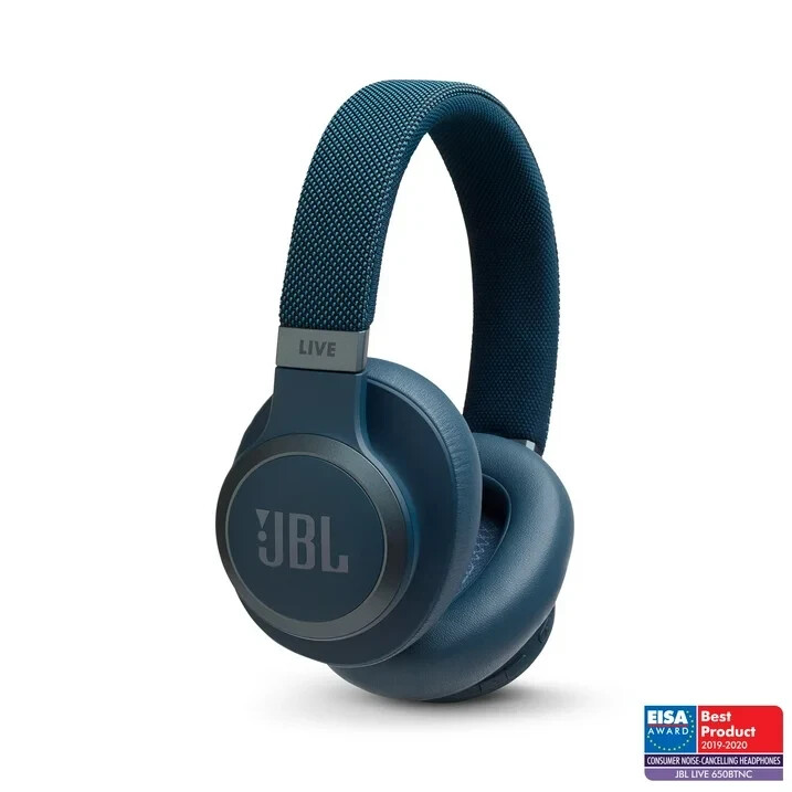 JBL Live 650BTNC Wireless Over-Ear Noise Cancelling Headphones in Blue