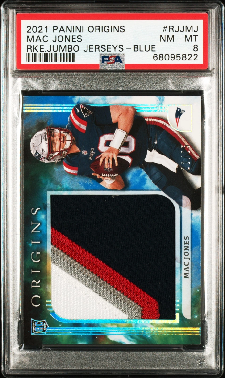 Mac Jones Panini Origins Rookie Jumbo Jerseys #RJJMJ Blue