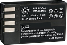 D-LI109 Battery for Pentax K-R, K-S1, K-S2, K-30, K-50, K-70, K-500 Digital SLR