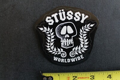 STUSSY Clothing Surfboards Worldwide Black White Skull Vintage