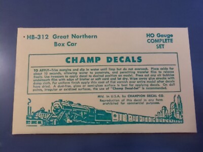 #ad #ad Vintage Champ Decals No. HN 312 Great Northern GN Boxcar Black HO B3 $18.16