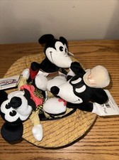 DISNEY Mickey Mouse Classic Comic Set 3 Bean Bag Plush In Hat NWT