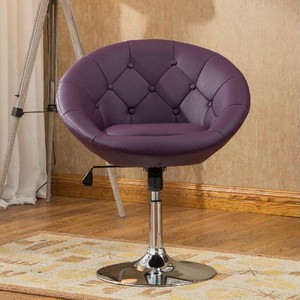 Purple Pedestal Swivel Chair Faux Leather Accent Height Adjustable Vanity Stool Ebay