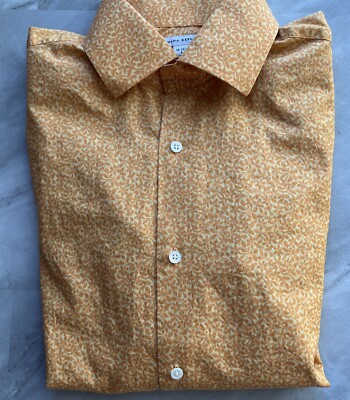 Banana Republic Orange Flower Pattern Mens Size Large 16-16 1/2 EUC