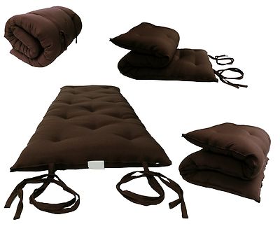 Brown Twin Traditional Japanese Floor Rolling Futon Mattresses, Tatami, Mats