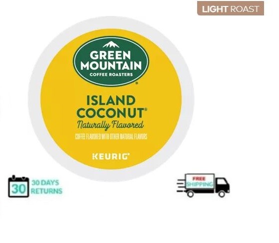 🆕☕ Green Mountain Seasonal Island Coconut Light Roast Keurig Coffee K-cups