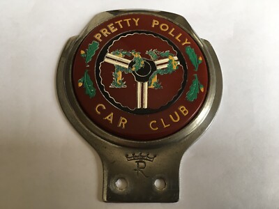 C1970s VINTAGE PRETTY POLLY CAR CLUB RENAMEL MADE CAR BADGE